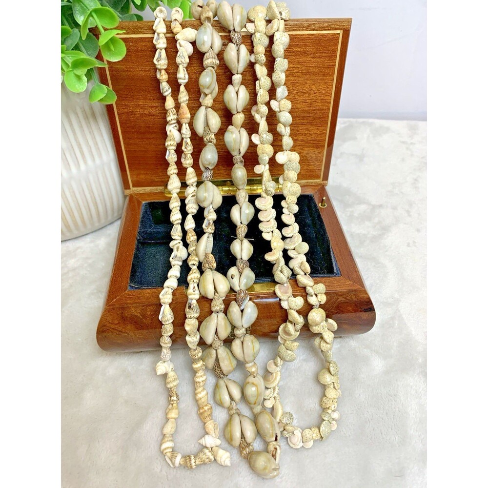 Coastal Grandma Shell Necklace Lot Long Strand Beach Boho Layering Jewelry